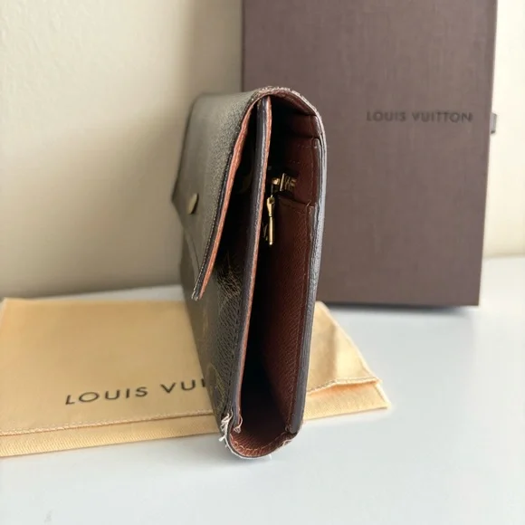 Louis Vuitton Monogram Trifold Wallet Brown Leather Snap Authentic - Picture 4 of 16